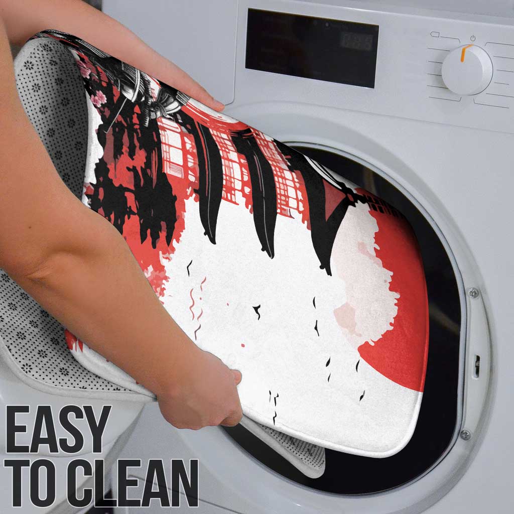 Japanese Samurai Warrior Enso Bathroom Set Japan Pagoda Sakura Watercolor - Polynesian Pride