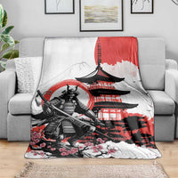 Japanese Samurai Warrior Enso Blanket Japan Pagoda Sakura Watercolor LT14 - Polynesian Pride