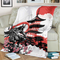 Japanese Samurai Warrior Enso Blanket Japan Pagoda Sakura Watercolor LT14 - Polynesian Pride