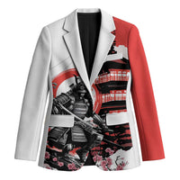 Japanese Samurai Warrior Enso Blazer Japan Pagoda Sakura Watercolor LT14 Unisex White - Polynesian Pride
