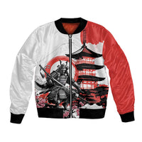 Japanese Samurai Warrior Enso Bomber Jacket Japan Pagoda Sakura Watercolor - Polynesian Pride