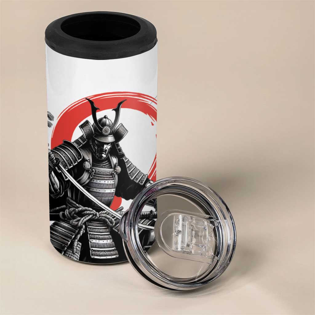 Japanese Samurai Warrior Enso 4 in 1 Can Cooler Tumbler Japan Pagoda Sakura Watercolor LT14 - Polynesian Pride