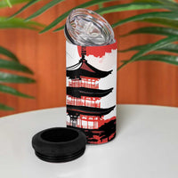 Japanese Samurai Warrior Enso 4 in 1 Can Cooler Tumbler Japan Pagoda Sakura Watercolor LT14 - Polynesian Pride