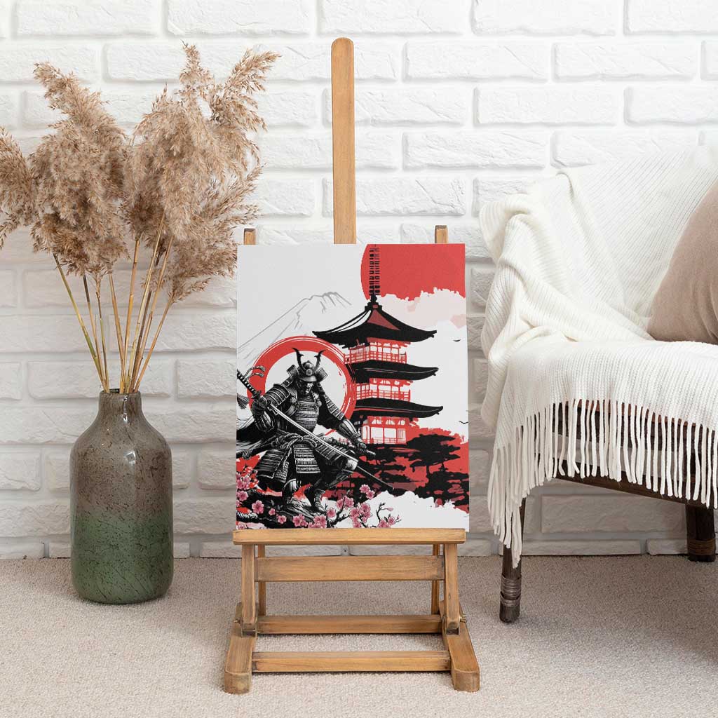 Japanese Samurai Warrior Enso Canvas Wall Art Japan Pagoda Sakura Watercolor LT14 - Polynesian Pride