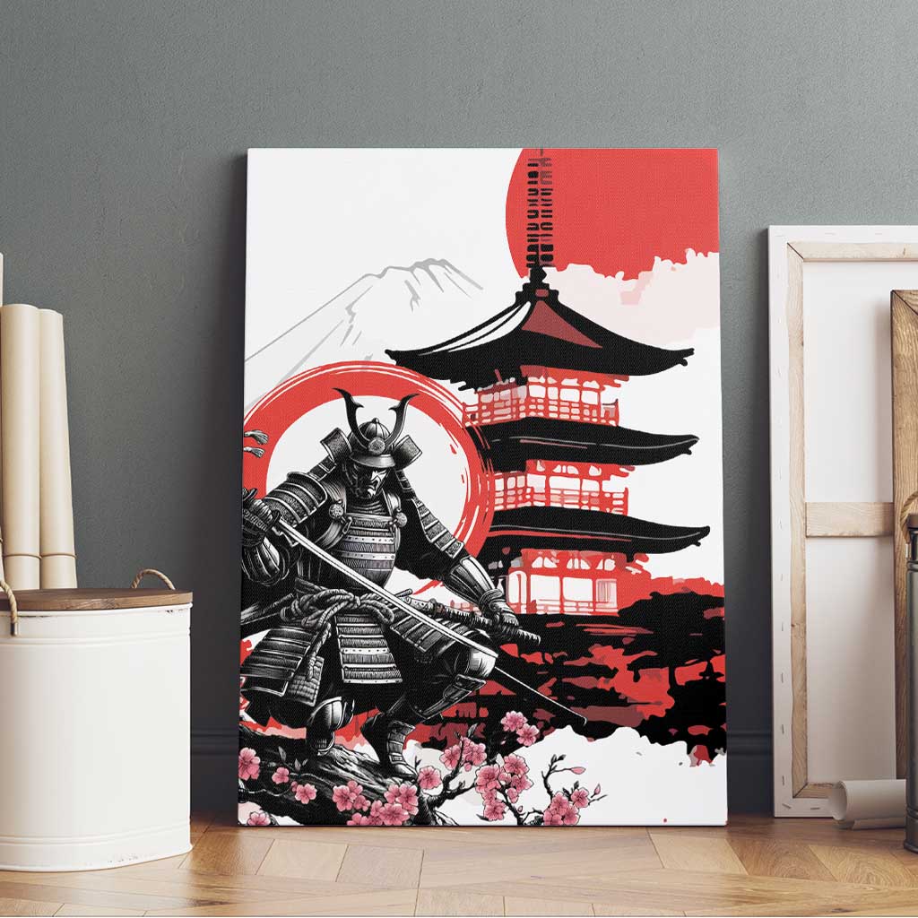 Japanese Samurai Warrior Enso Canvas Wall Art Japan Pagoda Sakura Watercolor LT14 - Polynesian Pride