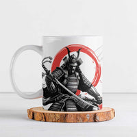 Japanese Samurai Warrior Enso Ceramic Mug Japan Pagoda Sakura Watercolor LT14 White - Polynesian Pride