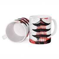 Japanese Samurai Warrior Enso Ceramic Mug Japan Pagoda Sakura Watercolor LT14 - Polynesian Pride