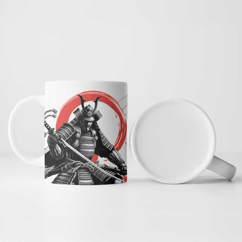 Japanese Samurai Warrior Enso Ceramic Mug Japan Pagoda Sakura Watercolor LT14 - Polynesian Pride