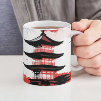 Japanese Samurai Warrior Enso Ceramic Mug Japan Pagoda Sakura Watercolor LT14 - Polynesian Pride