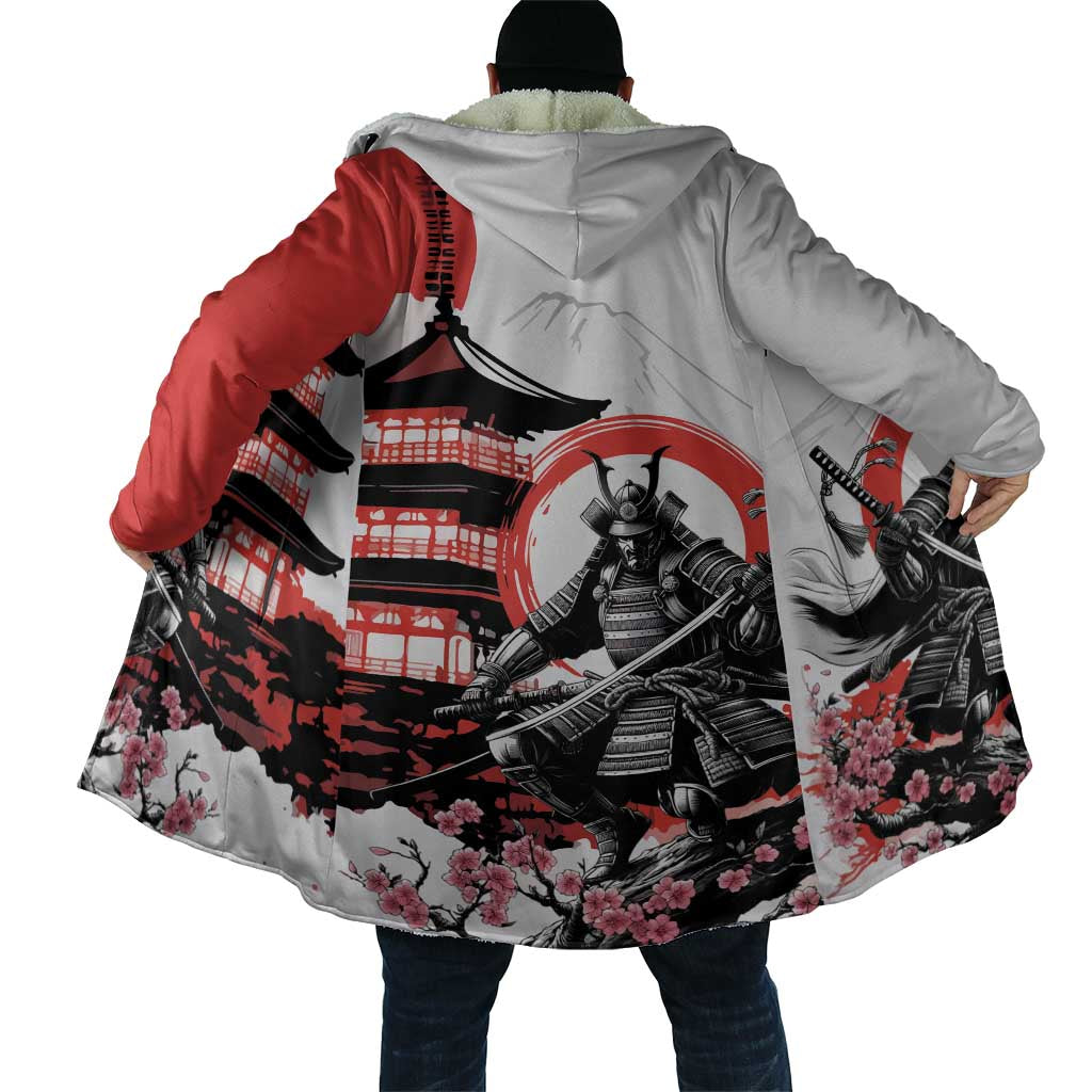 Japanese Samurai Warrior Enso Cloak Japan Pagoda Sakura Watercolor LT14 - Polynesian Pride