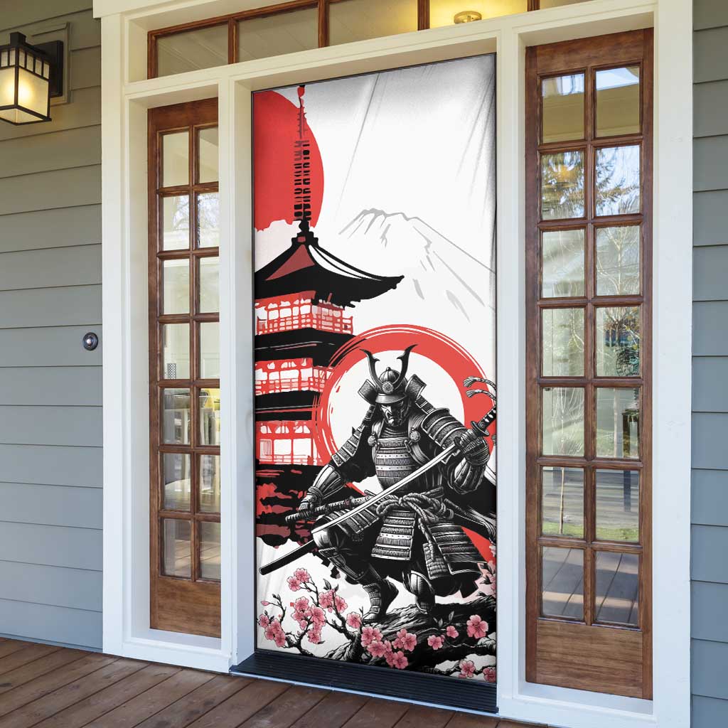 Japanese Samurai Warrior Enso Door Cover Japan Pagoda Sakura Watercolor LT14 - Polynesian Pride