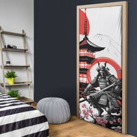 Japanese Samurai Warrior Enso Door Cover Japan Pagoda Sakura Watercolor LT14 - Polynesian Pride