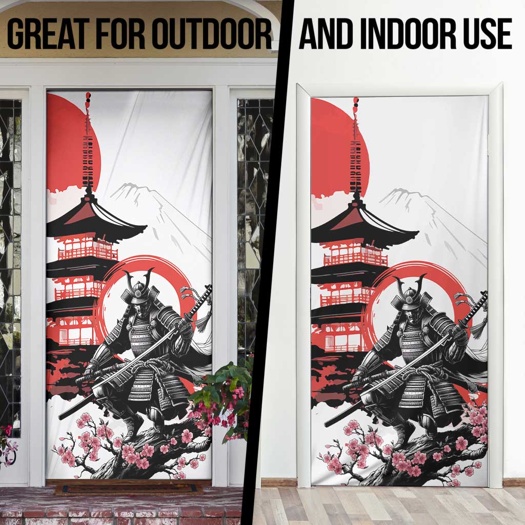 Japanese Samurai Warrior Enso Door Cover Japan Pagoda Sakura Watercolor LT14 - Polynesian Pride