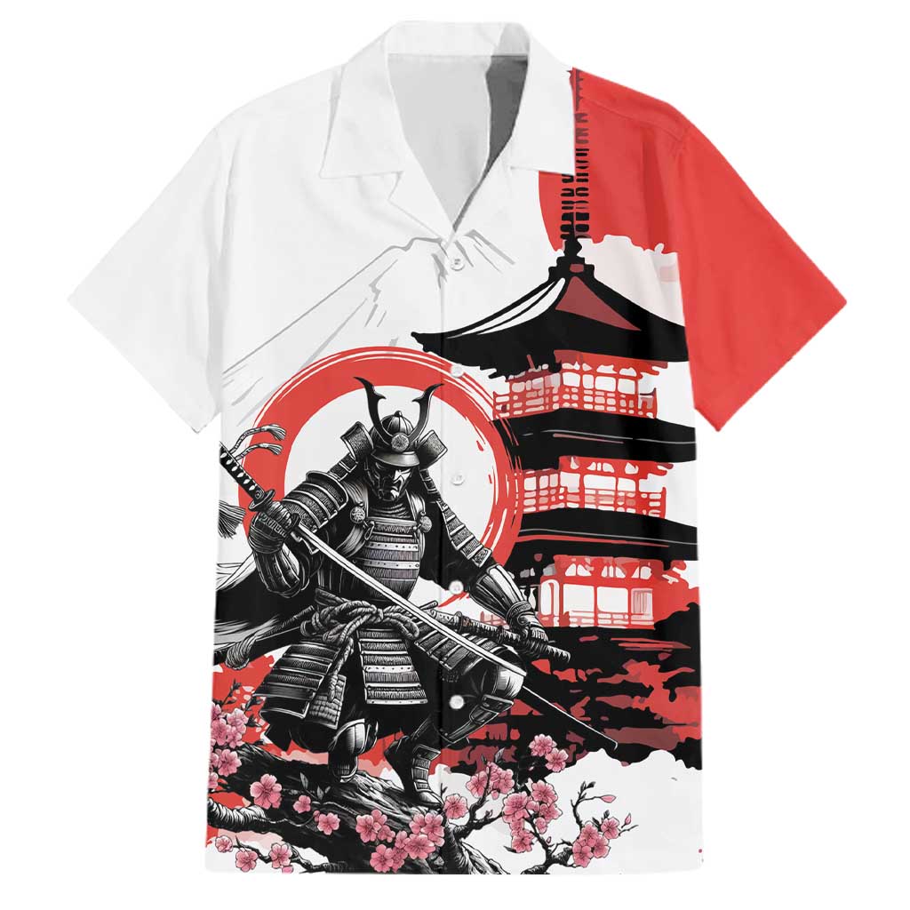 Japanese Samurai Warrior Enso Family Matching Long Sleeve Bodycon Dress and Hawaiian Shirt Japan Pagoda Sakura Watercolor - Polynesian Pride