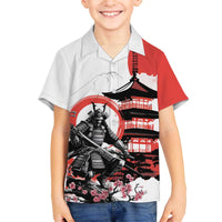 Japanese Samurai Warrior Enso Family Matching Off The Shoulder Long Sleeve Dress and Hawaiian Shirt Japan Pagoda Sakura Watercolor - Polynesian Pride