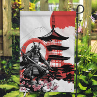 Japanese Samurai Warrior Enso Garden Flag Japan Pagoda Sakura Watercolor LT14 Garden Flag White - Polynesian Pride