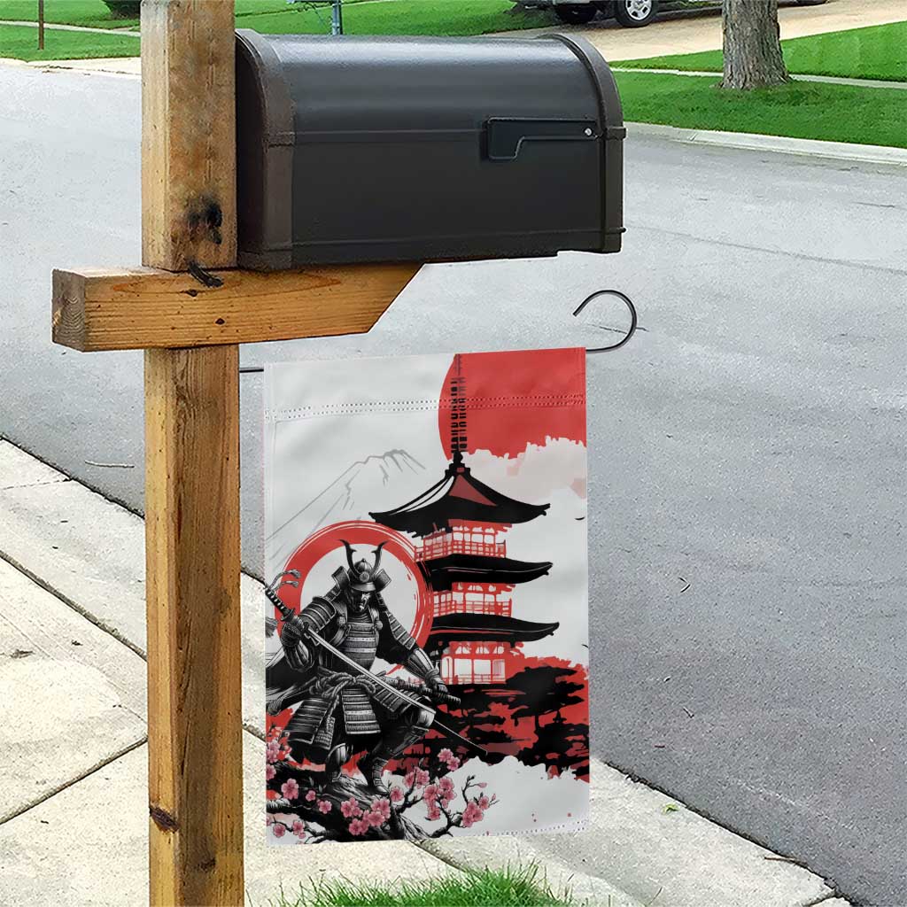 Japanese Samurai Warrior Enso Garden Flag Japan Pagoda Sakura Watercolor LT14 - Polynesian Pride