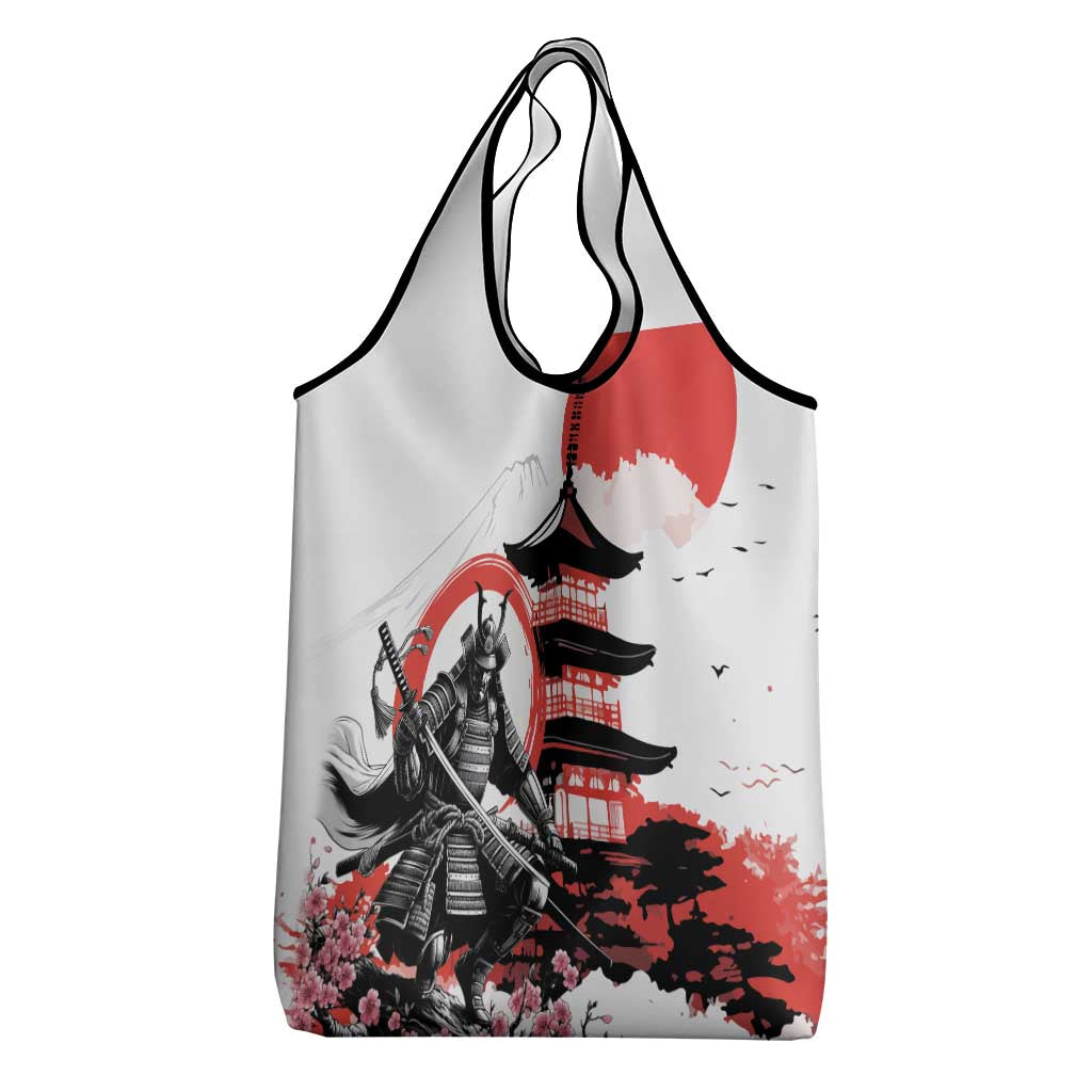 Japanese Samurai Warrior Enso Grocery Bag Japan Pagoda Sakura Watercolor LT14 - Polynesian Pride