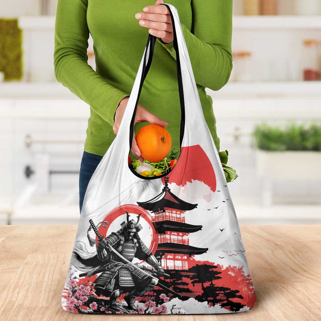 Japanese Samurai Warrior Enso Grocery Bag Japan Pagoda Sakura Watercolor LT14 - Polynesian Pride