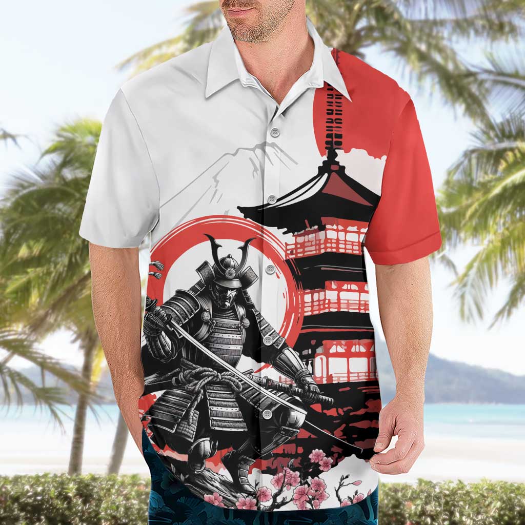 Japanese Samurai Warrior Enso Hawaiian Shirt Japan Pagoda Sakura Watercolor LT14 - Polynesian Pride