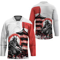 Japanese Samurai Warrior Enso Hockey Jersey Japan Pagoda Sakura Watercolor - Polynesian Pride
