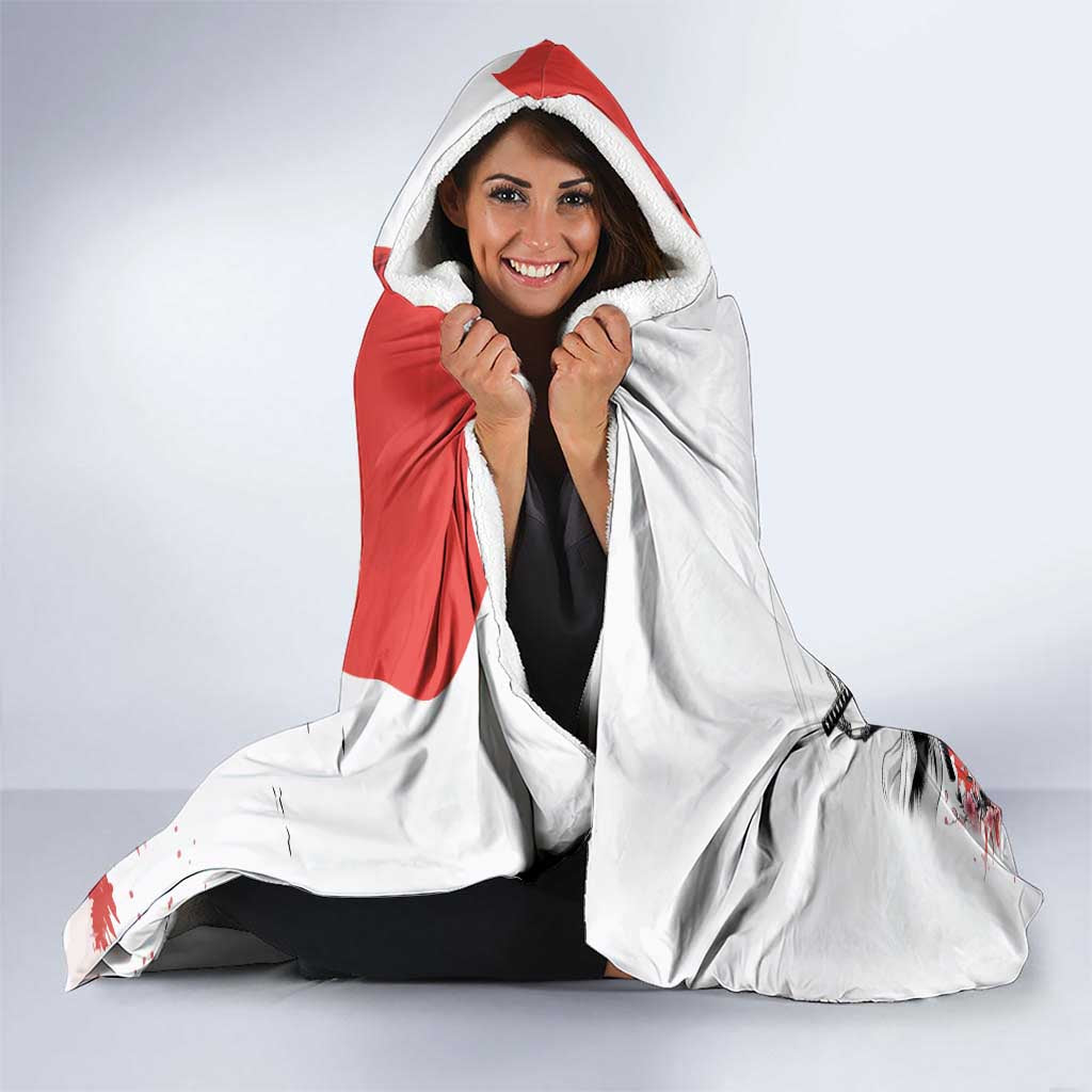 Japanese Samurai Warrior Enso Hooded Blanket Japan Pagoda Sakura Watercolor LT14 - Polynesian Pride