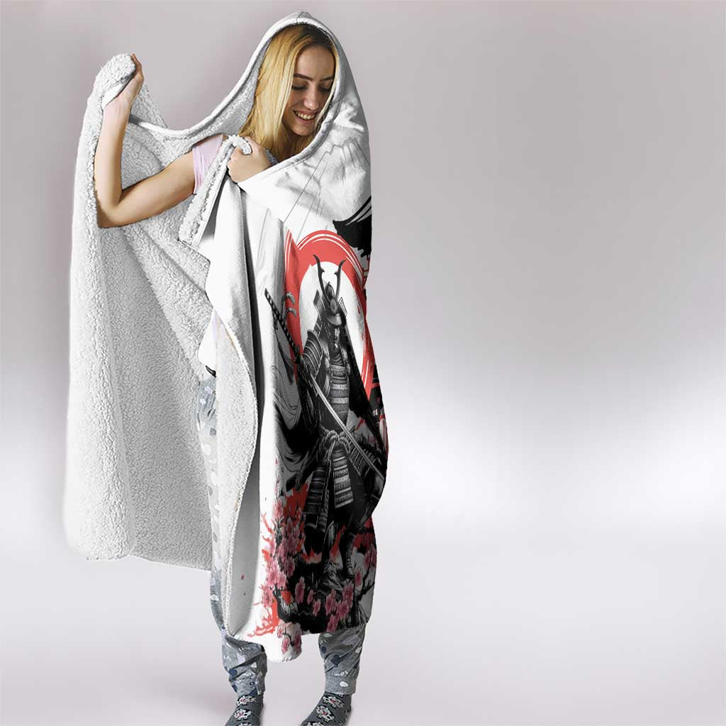 Japanese Samurai Warrior Enso Hooded Blanket Japan Pagoda Sakura Watercolor LT14 - Polynesian Pride