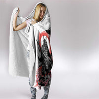 Japanese Samurai Warrior Enso Hooded Blanket Japan Pagoda Sakura Watercolor LT14 - Polynesian Pride