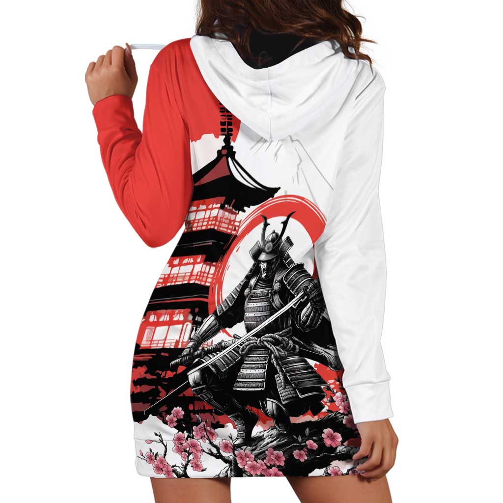 Japanese Samurai Warrior Enso Hoodie Dress Japan Pagoda Sakura Watercolor LT14 - Polynesian Pride