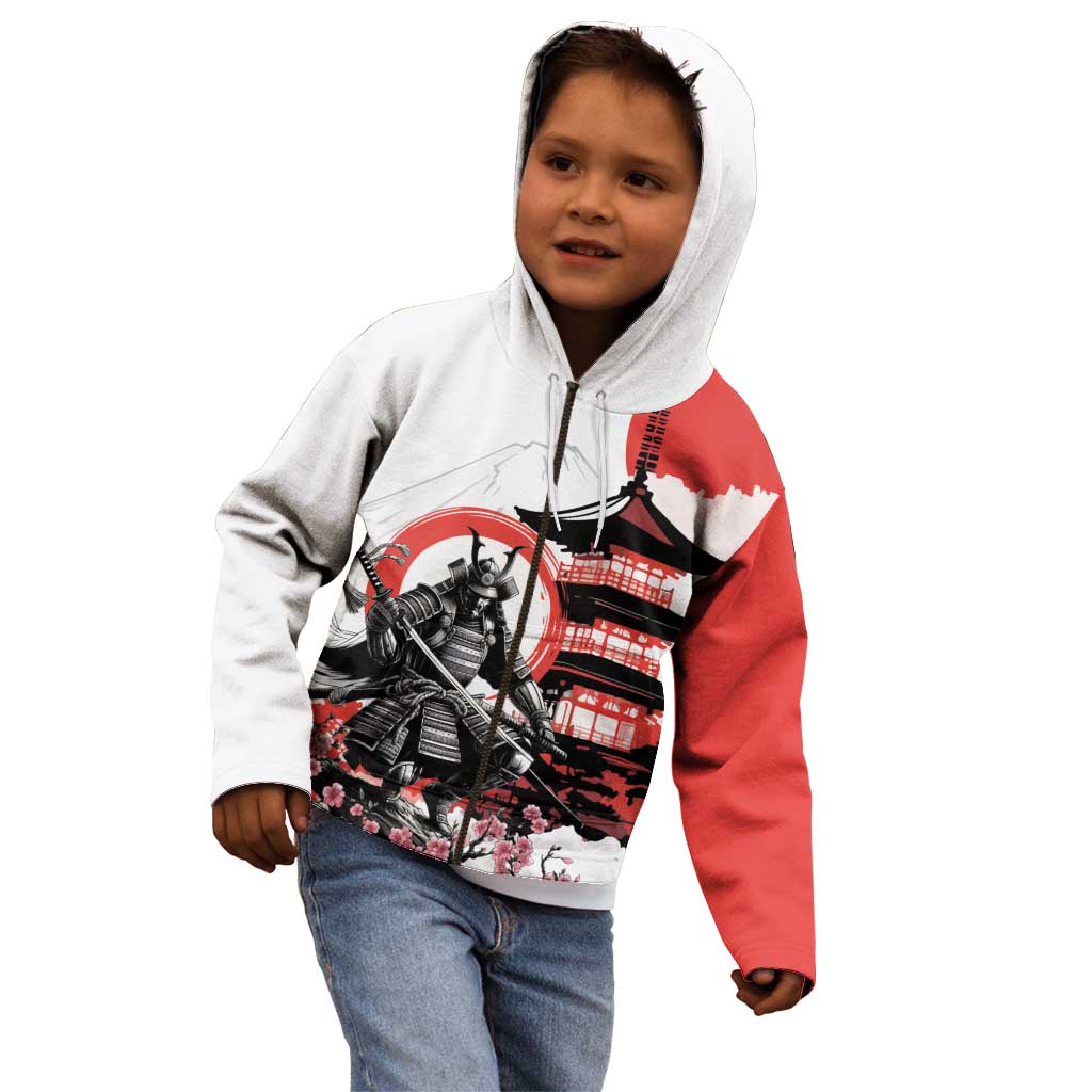 Japanese Samurai Warrior Enso Kid Hoodie Japan Pagoda Sakura Watercolor LT14 - Polynesian Pride