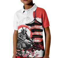 Japanese Samurai Warrior Enso Kid Polo Shirt Japan Pagoda Sakura Watercolor LT14 Kid White - Polynesian Pride