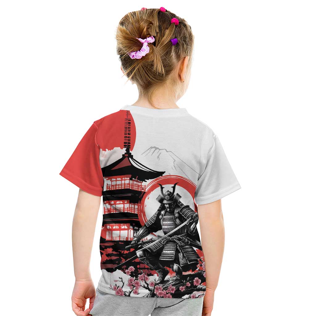 Japanese Samurai Warrior Enso Kid T Shirt Japan Pagoda Sakura Watercolor LT14 - Polynesian Pride