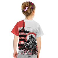 Japanese Samurai Warrior Enso Kid T Shirt Japan Pagoda Sakura Watercolor LT14 - Polynesian Pride