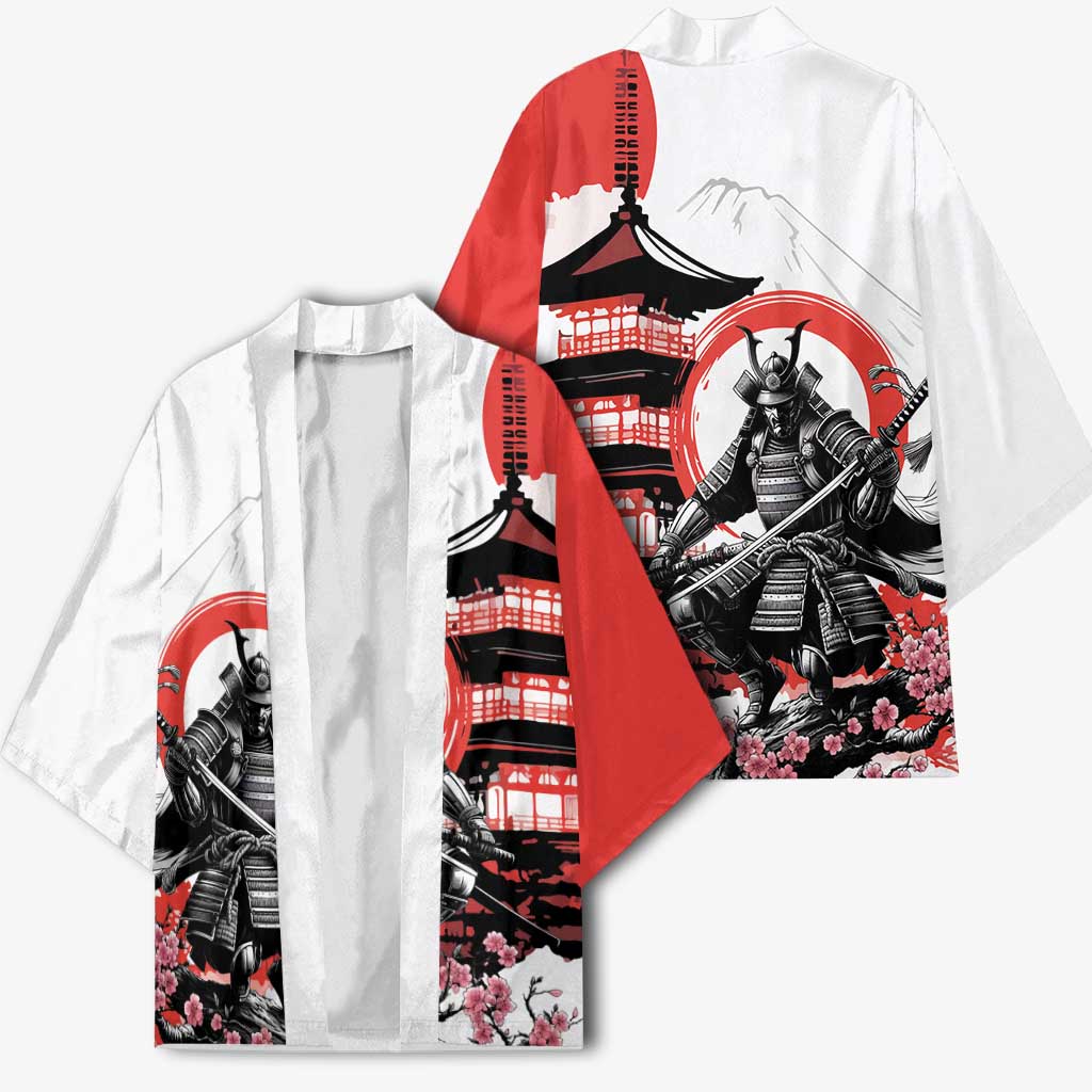 Japanese Samurai Warrior Enso Kimono Japan Pagoda Sakura Watercolor LT14 - Polynesian Pride