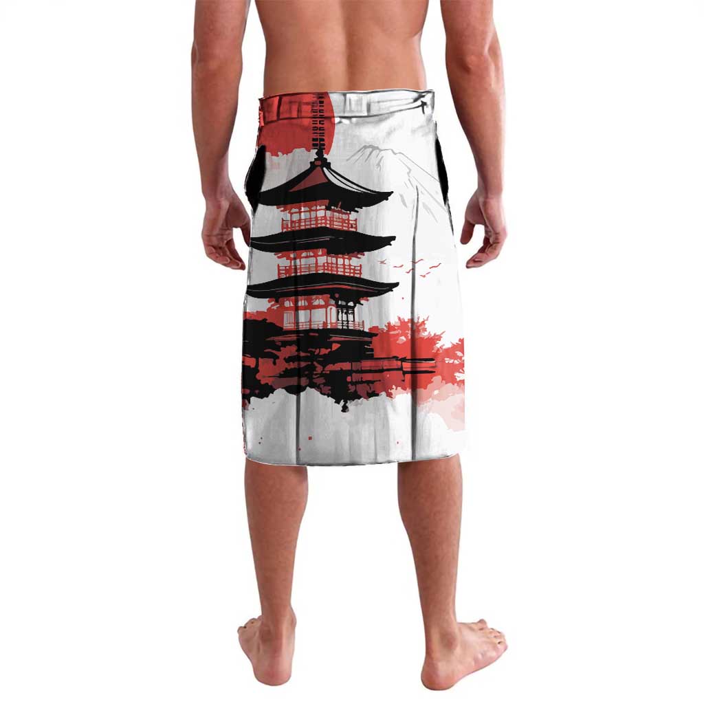 Japanese Samurai Warrior Enso Lavalava Japan Pagoda Sakura Watercolor LT14 - Polynesian Pride