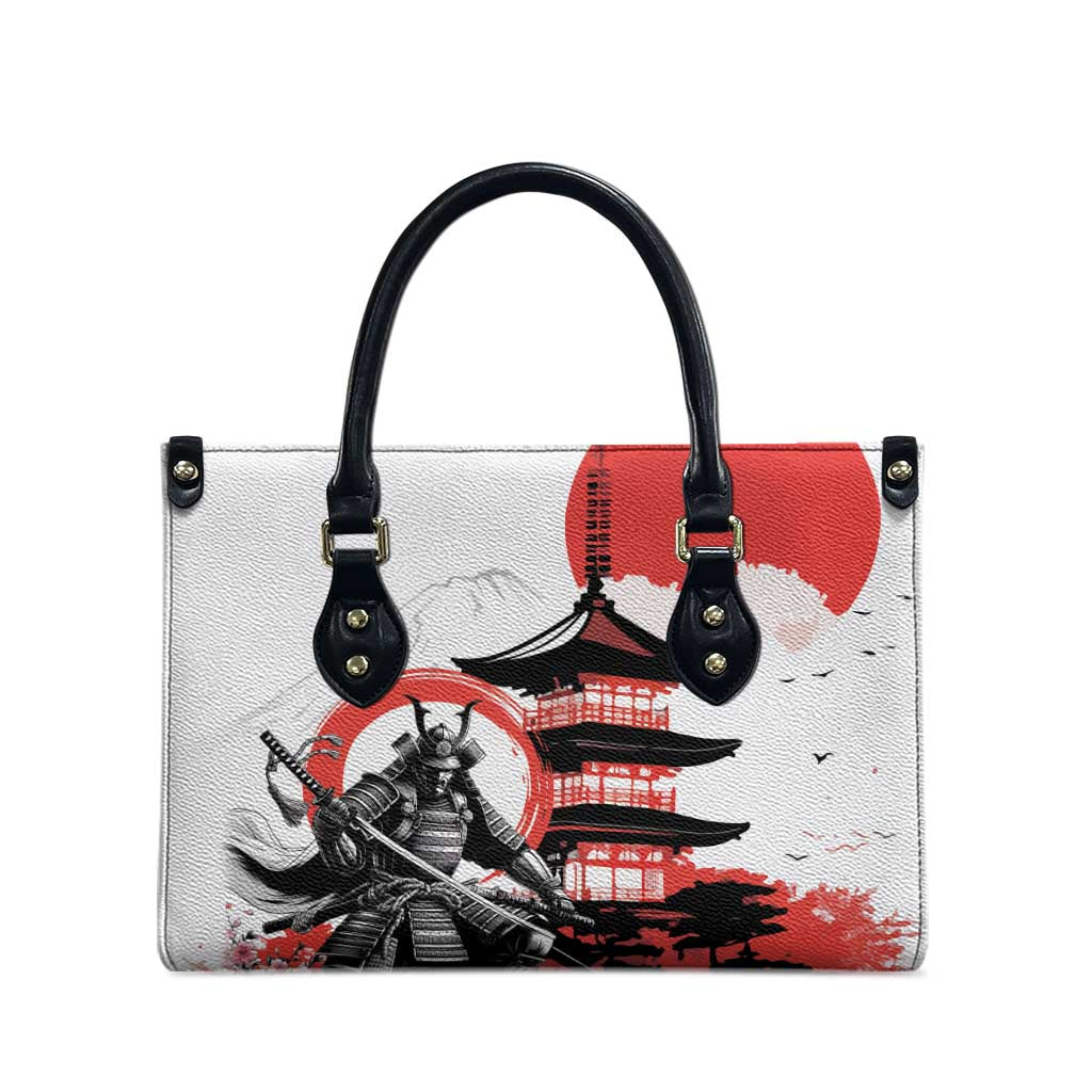 Japanese Samurai Warrior Enso Leather Bag Japan Pagoda Sakura Watercolor LT14 - Polynesian Pride