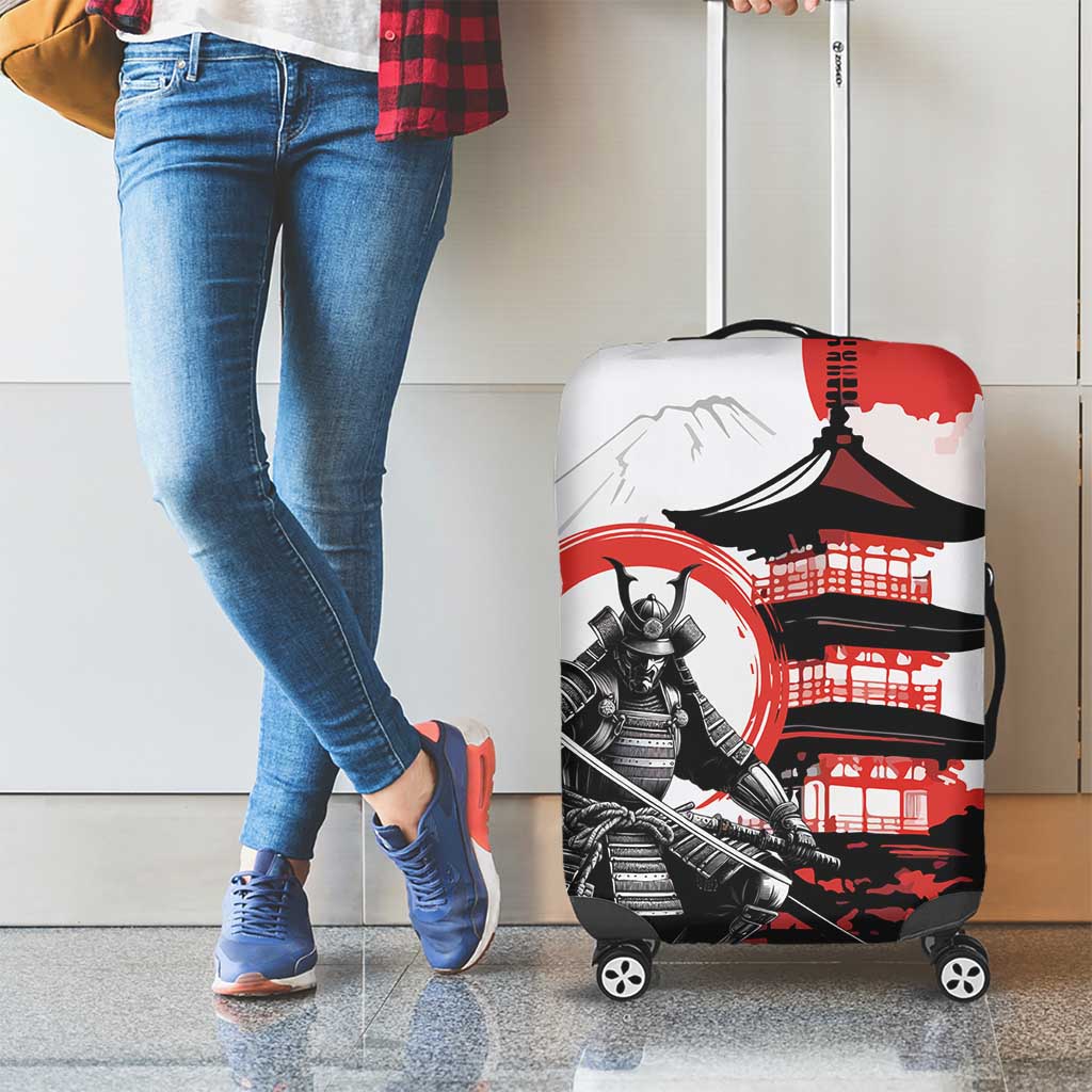 Japanese Samurai Warrior Enso Luggage Cover Japan Pagoda Sakura Watercolor LT14 - Polynesian Pride