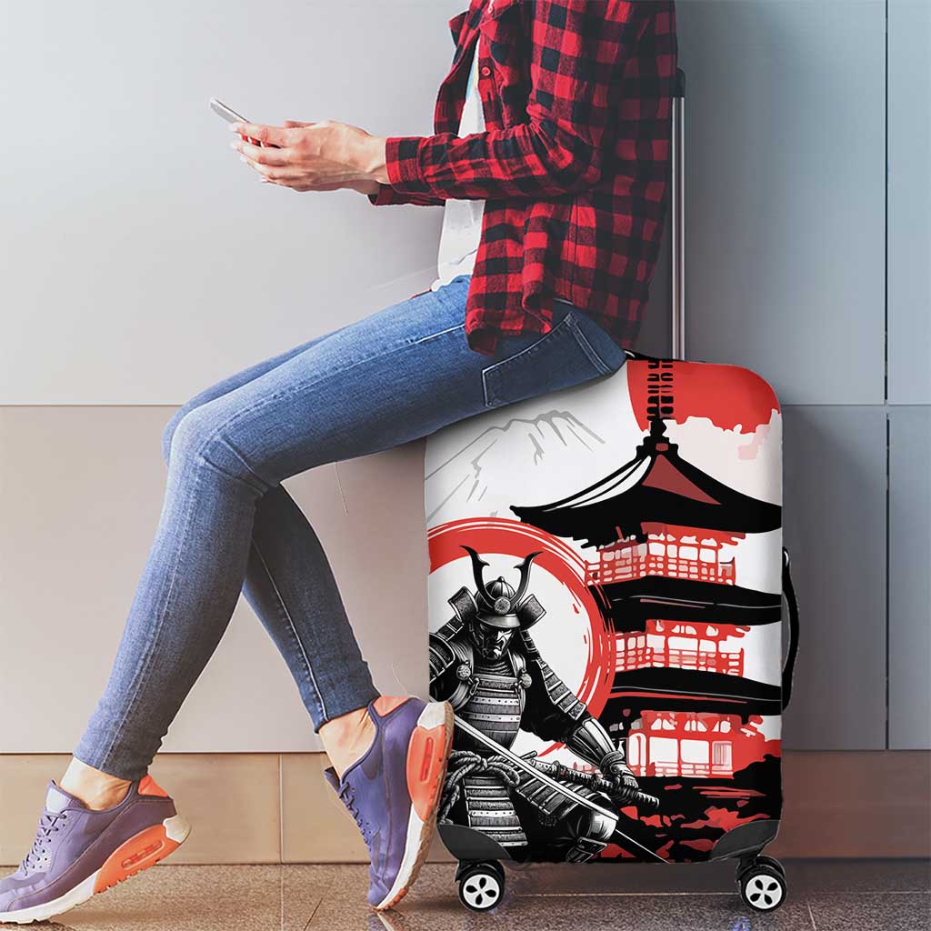 Japanese Samurai Warrior Enso Luggage Cover Japan Pagoda Sakura Watercolor LT14 - Polynesian Pride