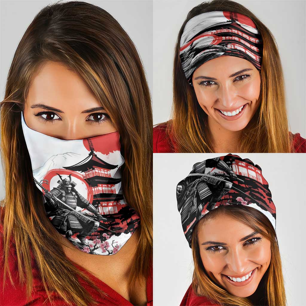 Japanese Samurai Warrior Enso Neck Gaiter Japan Pagoda Sakura Watercolor LT14 - Polynesian Pride