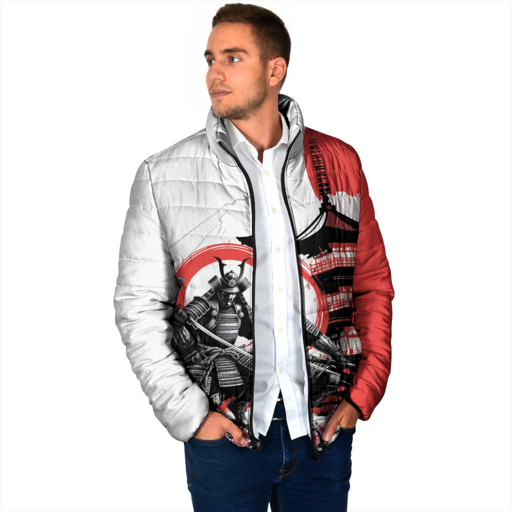 Japanese Samurai Warrior Enso Padded Jacket Japan Pagoda Sakura Watercolor LT14 - Polynesian Pride