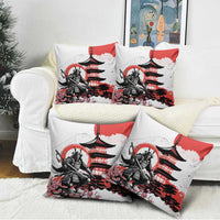 Japanese Samurai Warrior Enso Pillow Cover Japan Pagoda Sakura Watercolor LT14 - Polynesian Pride
