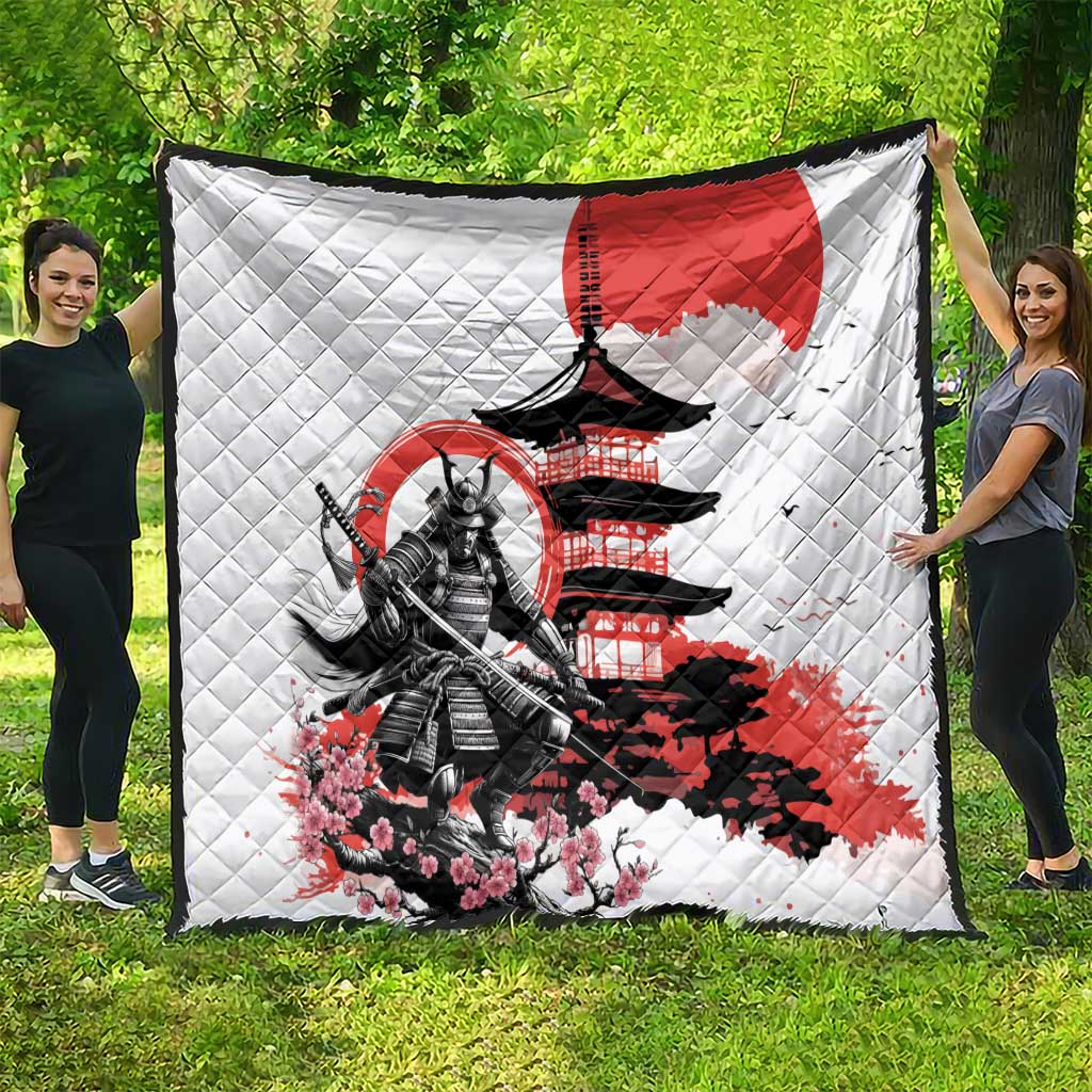 Japanese Samurai Warrior Enso Quilt Japan Pagoda Sakura Watercolor - Polynesian Pride
