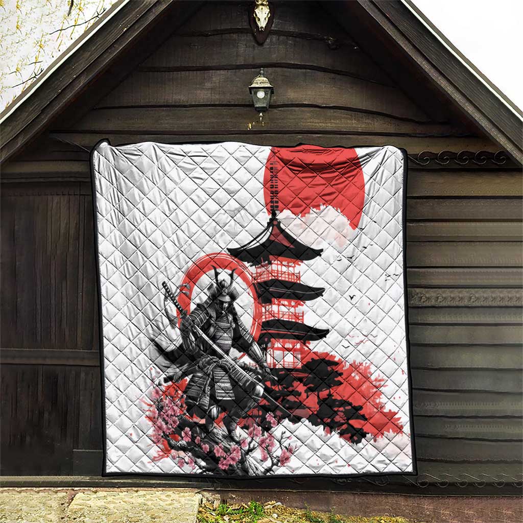 Japanese Samurai Warrior Enso Quilt Japan Pagoda Sakura Watercolor - Polynesian Pride