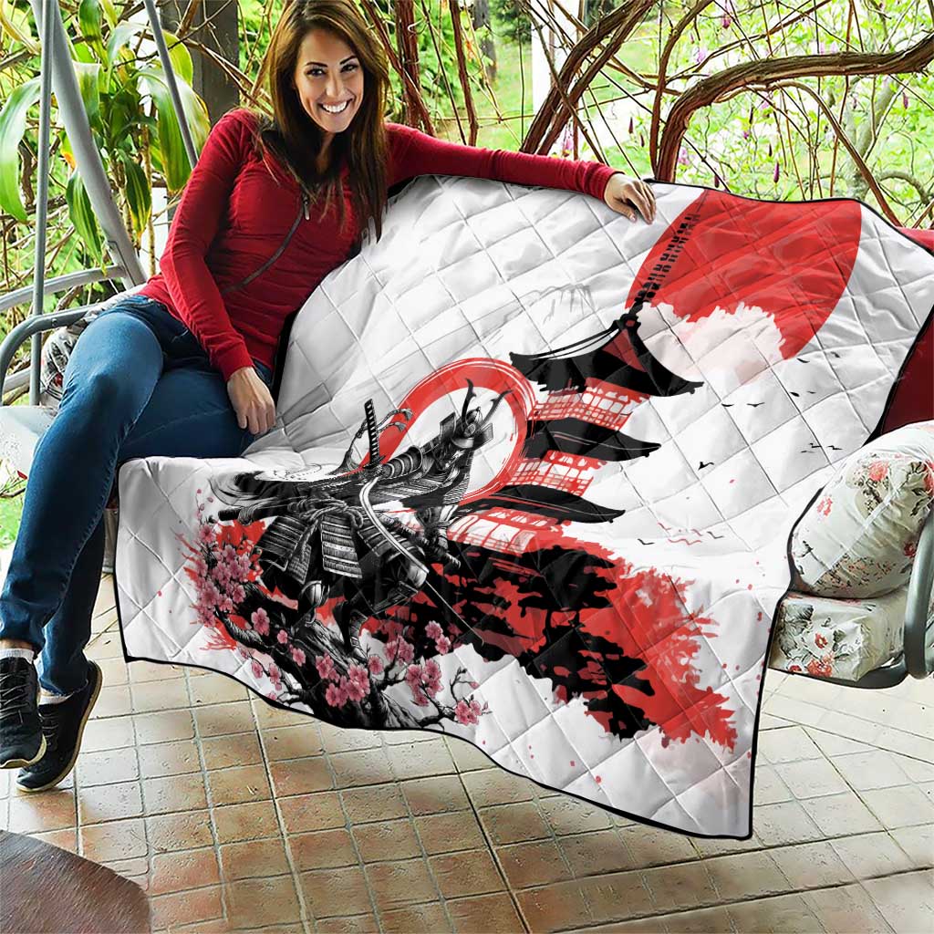 Japanese Samurai Warrior Enso Quilt Japan Pagoda Sakura Watercolor - Polynesian Pride