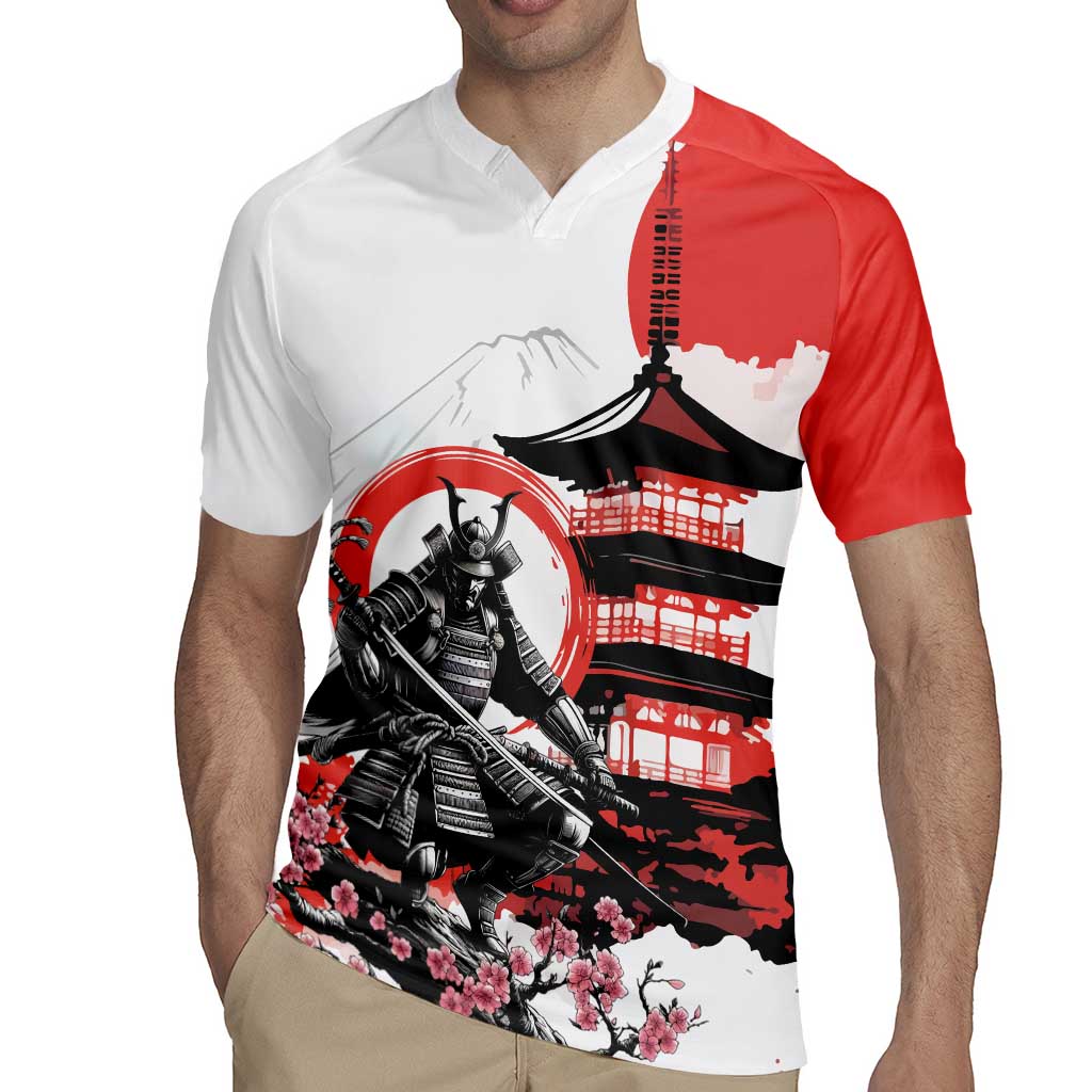 Japanese Samurai Warrior Enso Rugby Jersey Japan Pagoda Sakura Watercolor LT14 - Polynesian Pride