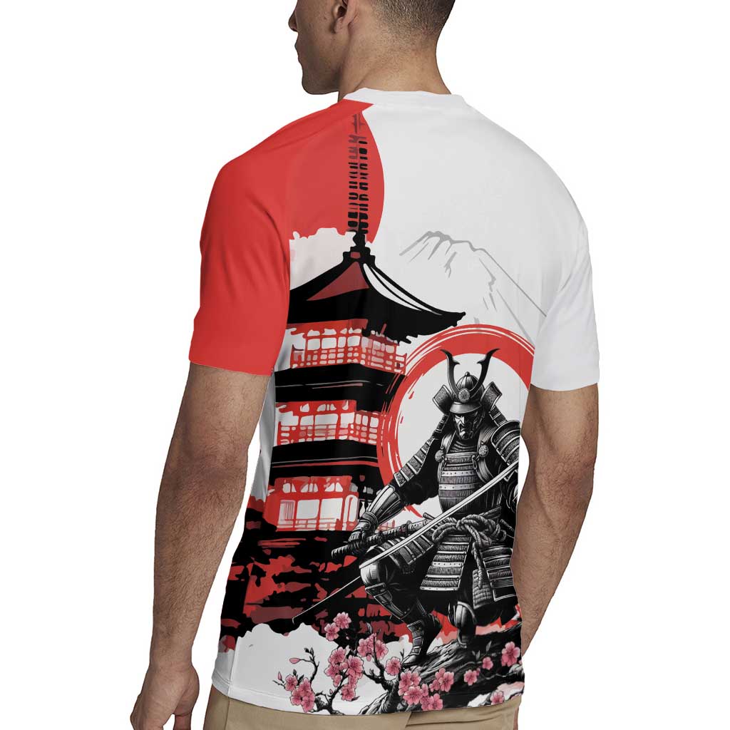 Japanese Samurai Warrior Enso Rugby Jersey Japan Pagoda Sakura Watercolor LT14 - Polynesian Pride