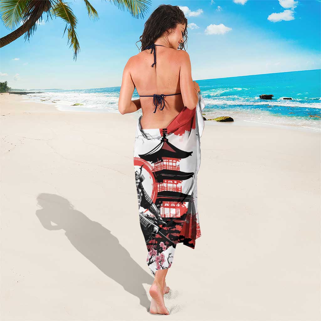 Japanese Samurai Warrior Enso Sarong Japan Pagoda Sakura Watercolor - Polynesian Pride