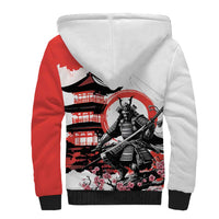 Japanese Samurai Warrior Enso Sherpa Hoodie Japan Pagoda Sakura Watercolor LT14 - Polynesian Pride