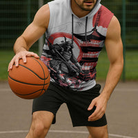 Japanese Samurai Warrior Enso Sleeveless Hoodie Japan Pagoda Sakura Watercolor LT14 - Polynesian Pride