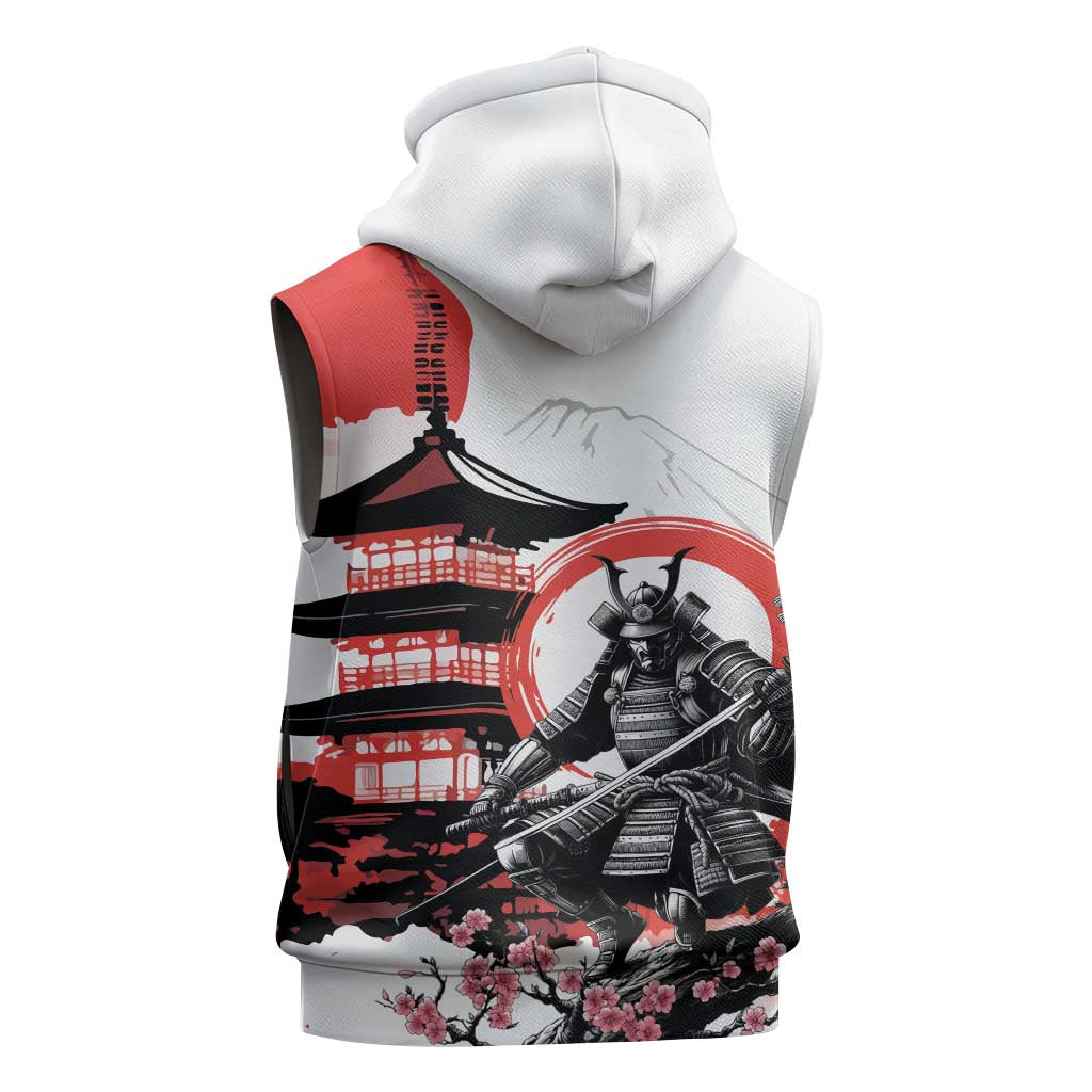 Japanese Samurai Warrior Enso Sleeveless Zip Hoodie Japan Pagoda Sakura Watercolor LT14 - Polynesian Pride